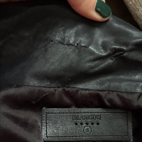 Women’s Blank NYC Black Faux Leather Moto Jacket - Sleek Asymmetric Zip - Picture 9 of 10